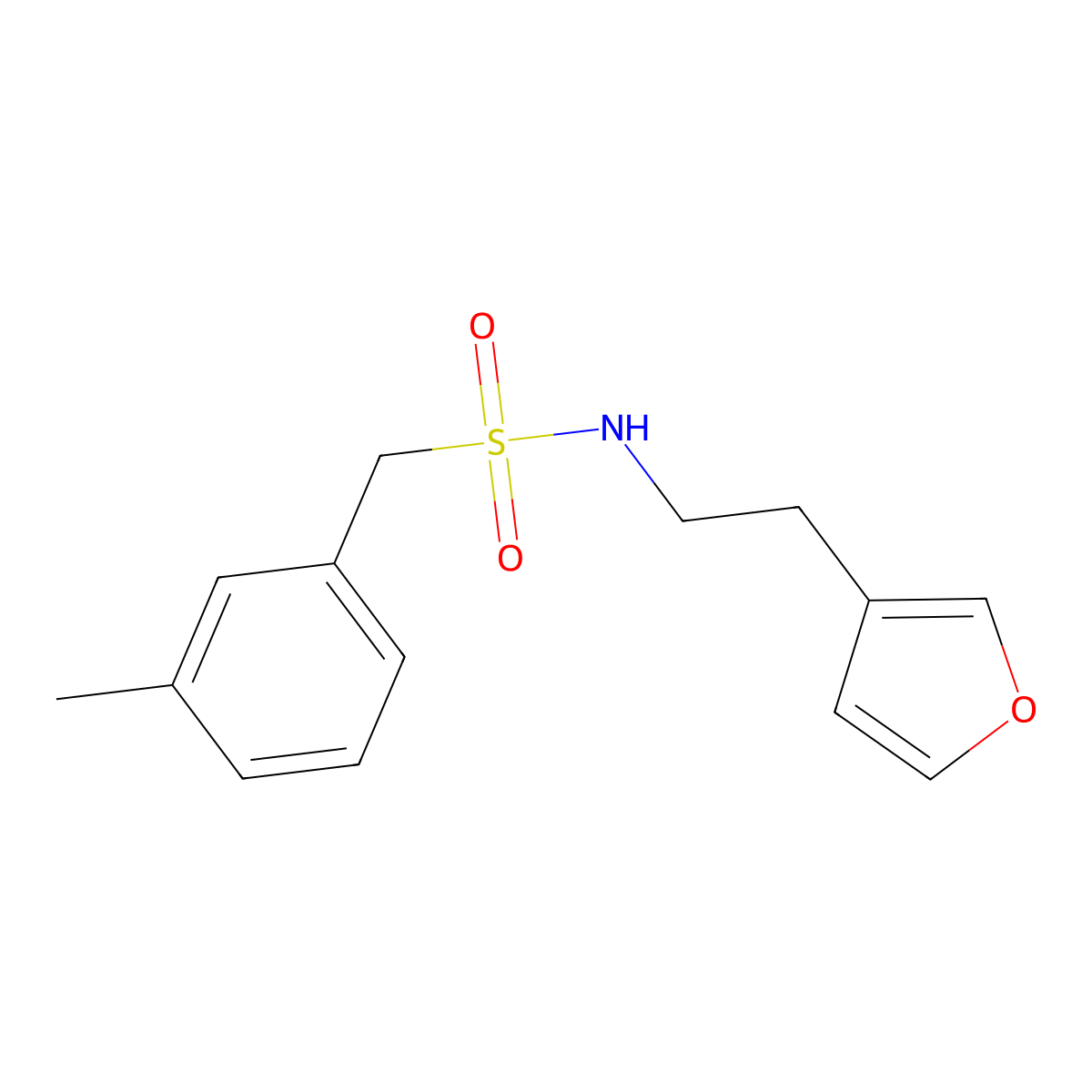 N-(2-(furan-3-yl)ethyl)-1-(m-tolyl)methanesulfonamide molecular structure, CAS 1428356-62-0