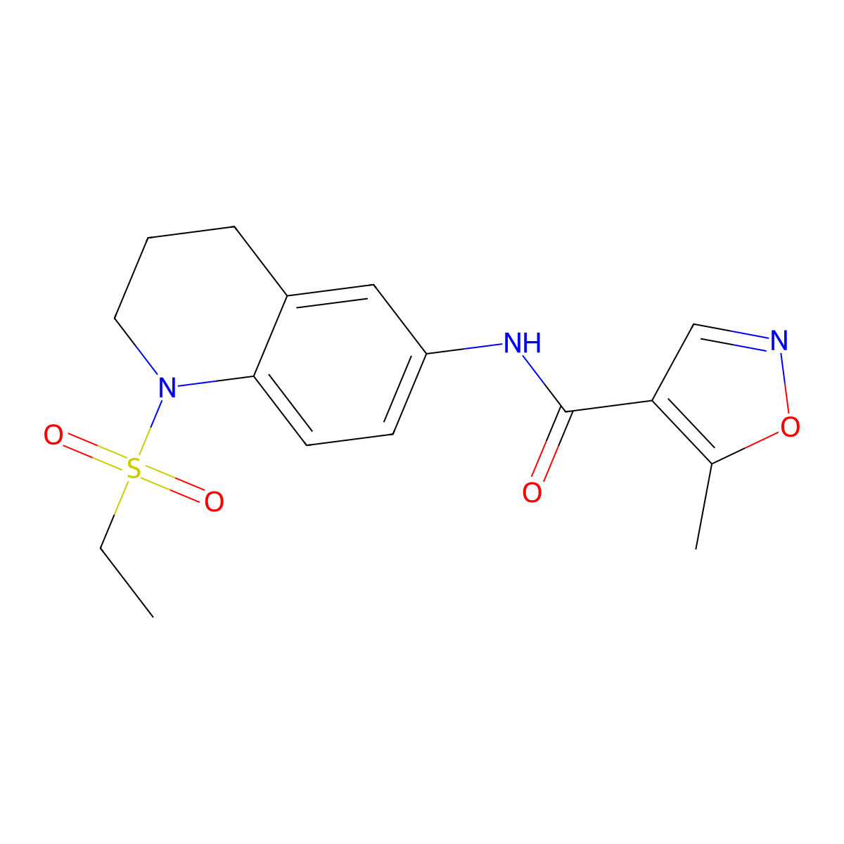 N-(1-(ethylsulfonyl)-1,2,3,4-tetrahydroquinolin-6-yl)-5-methylisoxazole-4-carboxamide molecular structure, CAS 1428356-66-4