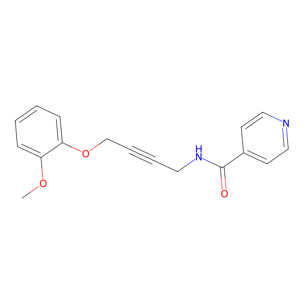 N-(4-(2-methoxyphenoxy)but-2-yn-1-yl)isonicotinamide molecular structure, CAS 1428356-67-5