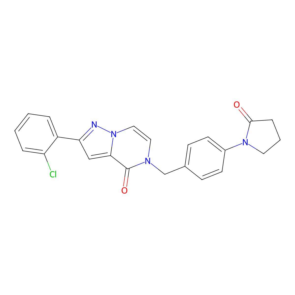 2-(2-chlorophenyl)-5-(4-(2-oxopyrrolidin-1-yl)benzyl)pyrazolo[1,5-a]pyrazin-4(5H)-one molecular structure, CAS 1428356-68-6