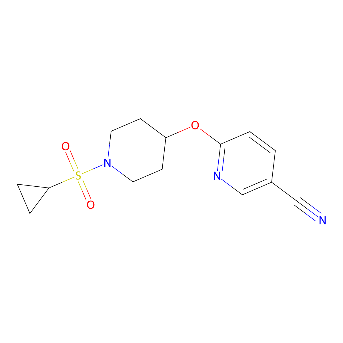 6-((1-(Cyclopropylsulfonyl)piperidin-4-yl)oxy)nicotinonitrile molecular structure, CAS 1428356-75-5