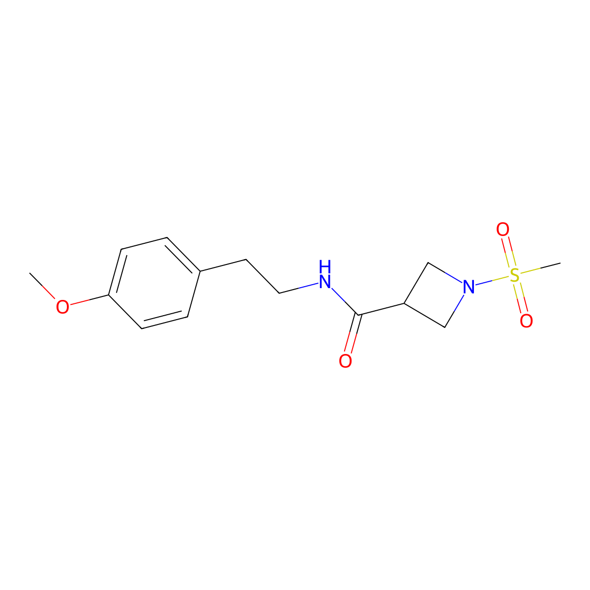 N-(4-methoxyphenethyl)-1-(methylsulfonyl)azetidine-3-carboxamide molecular structure, CAS 1428356-77-7