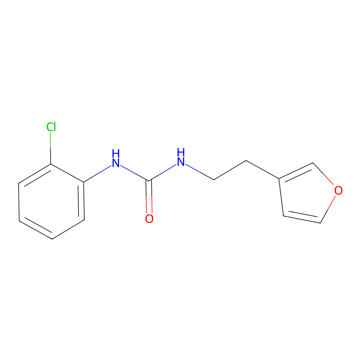 1-(2-Chlorophenyl)-3-(2-(furan-3-yl)ethyl)urea molecular structure, CAS 1428356-86-8