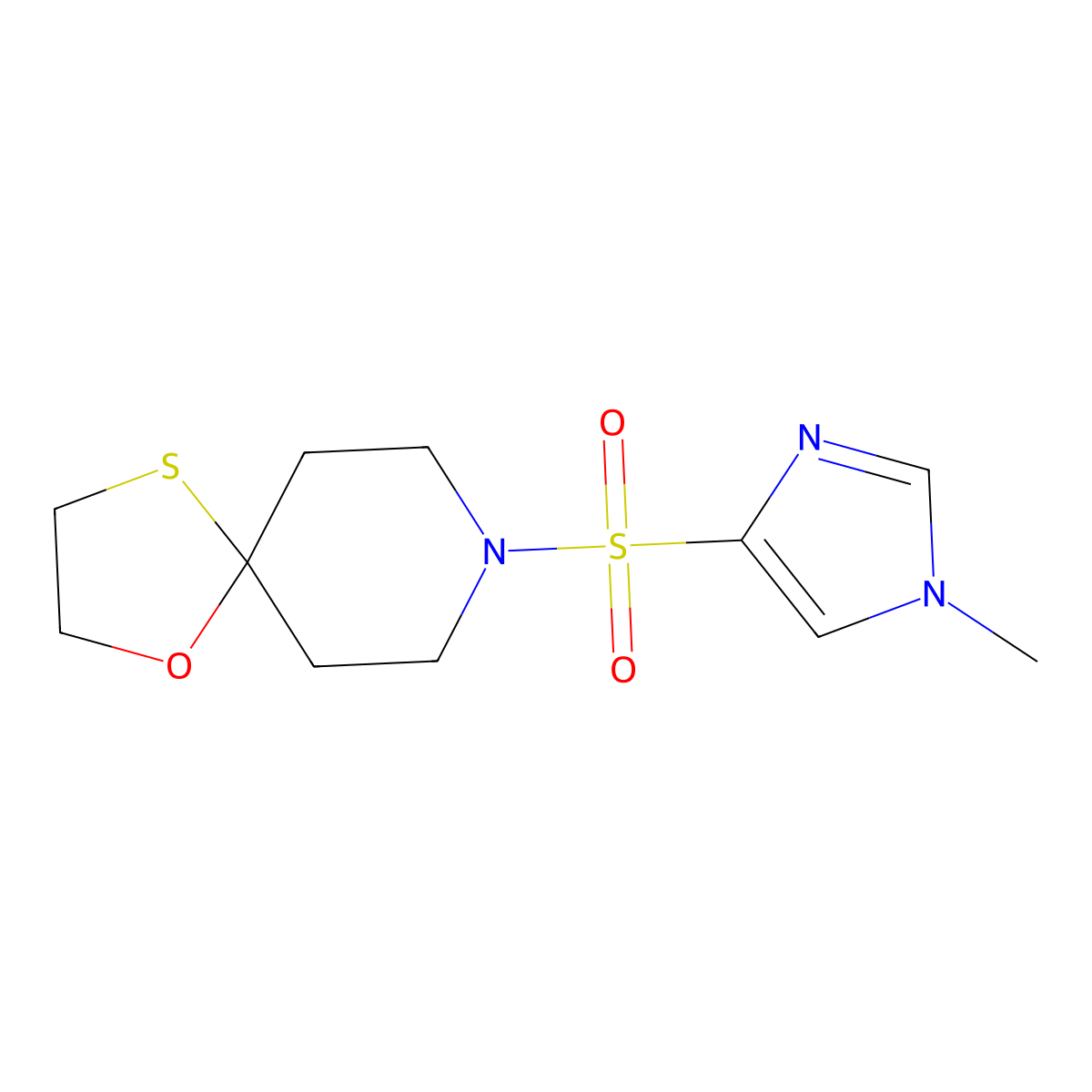 8-((1-methyl-1H-imidazol-4-yl)sulfonyl)-1-oxa-4-thia-8-azaspiro[4.5]decane molecular structure, CAS 1428356-88-0