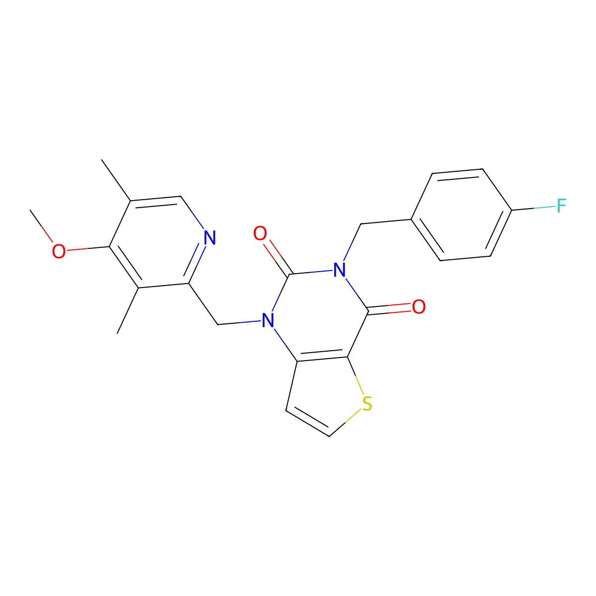 3-(4-fluorobenzyl)-1-((4-methoxy-3,5-dimethylpyridin-2-yl)methyl)thieno[3,2-d]pyrimidine-2,4(1H,3H)-dione molecular structure, CAS 1428356-93-7