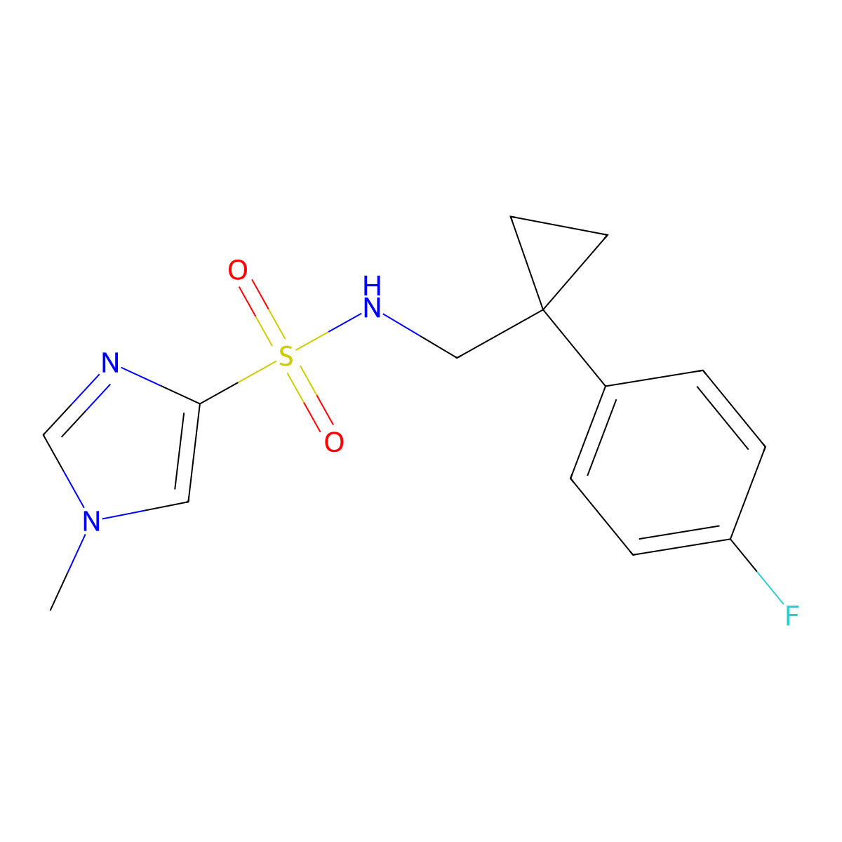 N-{[1-(4-fluorophenyl)cyclopropyl]methyl}-1-methyl-1H-imidazole-4-sulfonamide molecular structure, CAS 1428356-99-3
