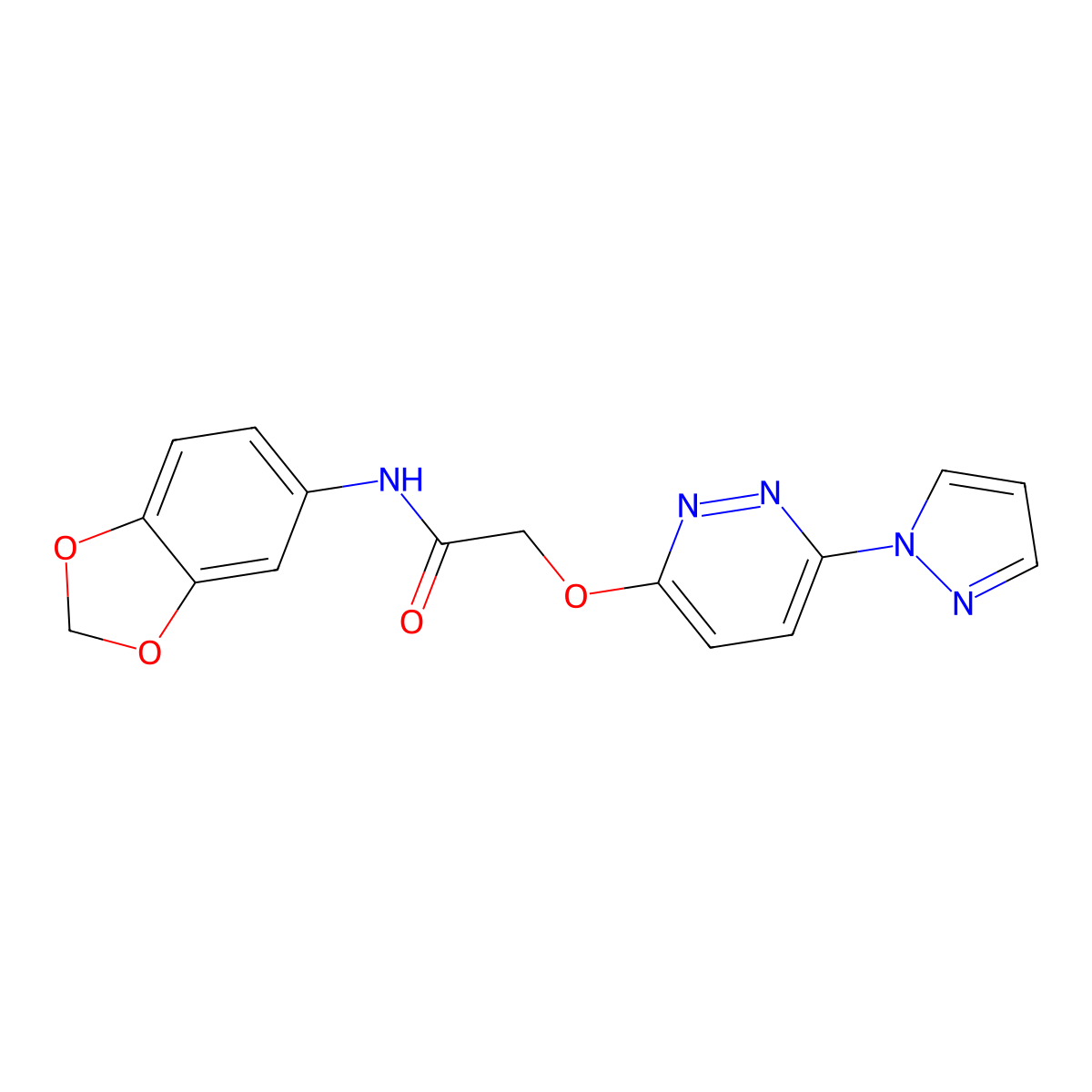 N-(2H-1,3-benzodioxol-5-yl)-2-{[6-(1H-pyrazol-1-yl)pyridazin-3-yl]oxy}acetamide molecular structure, CAS 1428357-04-3