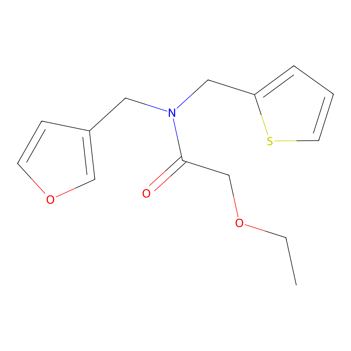 2-ethoxy-N-(furan-3-ylmethyl)-N-(thiophen-2-ylmethyl)acetamide molecular structure, CAS 1428357-09-8