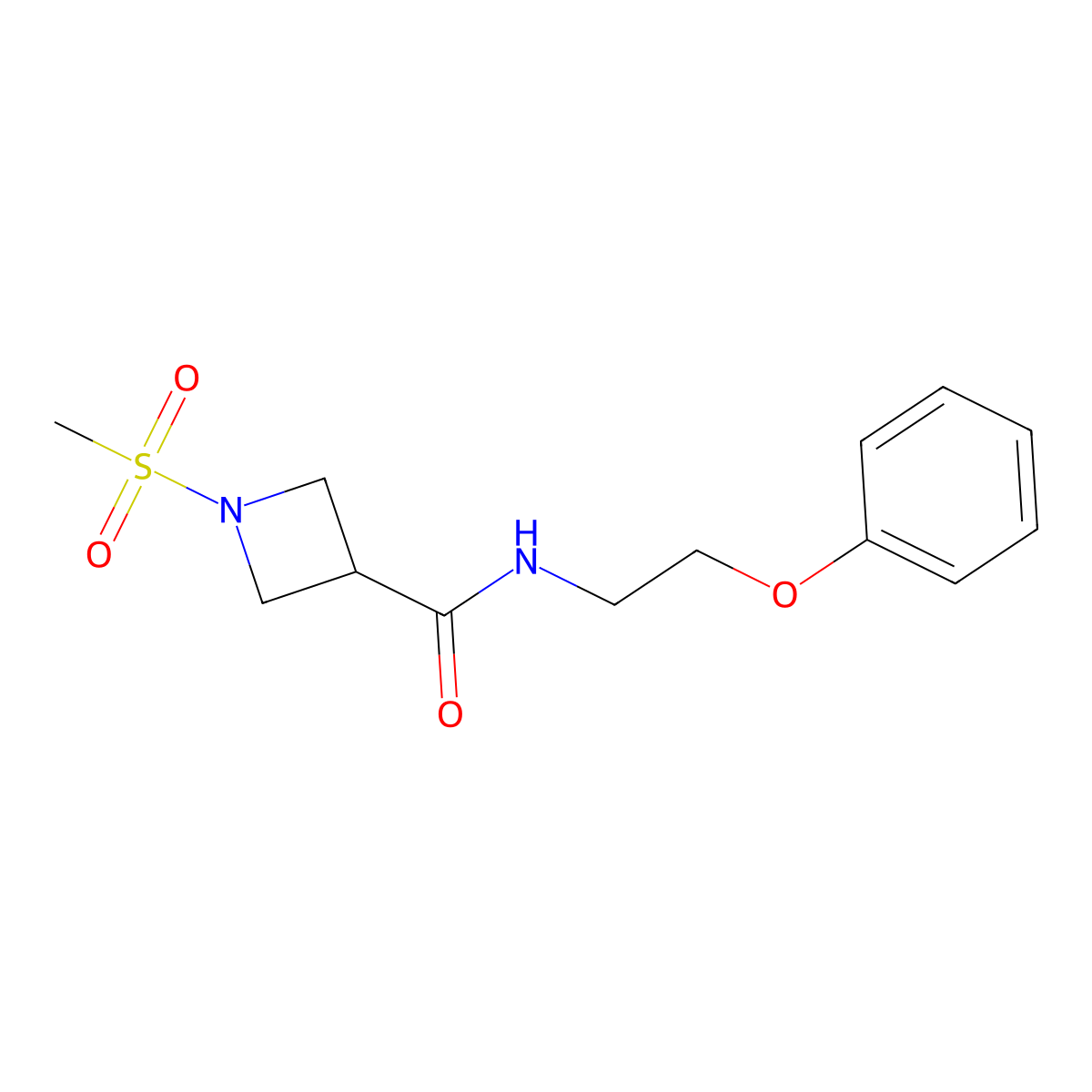 1-(methylsulfonyl)-N-(2-phenoxyethyl)azetidine-3-carboxamide molecular structure, CAS 1428357-10-1
