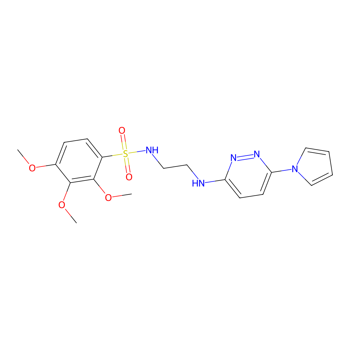 N-(2-((6-(1H-pyrrol-1-yl)pyridazin-3-yl)amino)ethyl)-2,3,4-trimethoxybenzenesulfonamide molecular structure, CAS 1428357-11-2