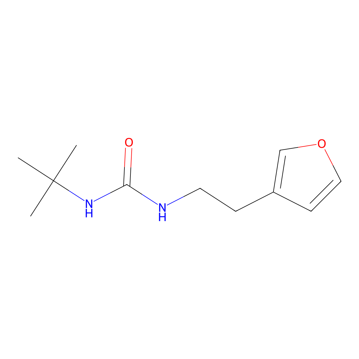 1-(Tert-butyl)-3-(2-(furan-3-yl)ethyl)urea molecular structure, CAS 1428357-22-5