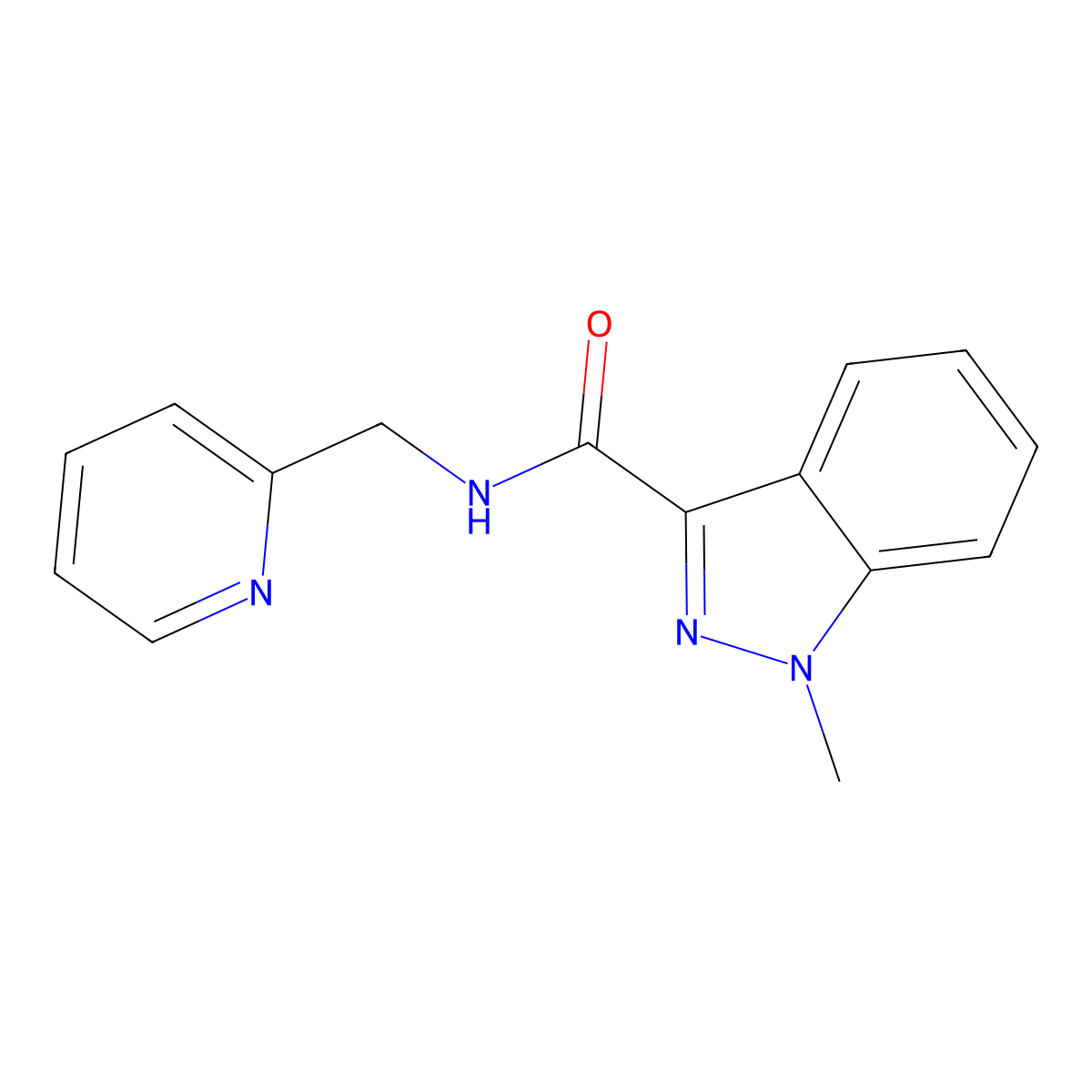 1-methyl-N-(pyridin-2-ylmethyl)-1H-indazole-3-carboxamide molecular structure, CAS 1428357-24-7