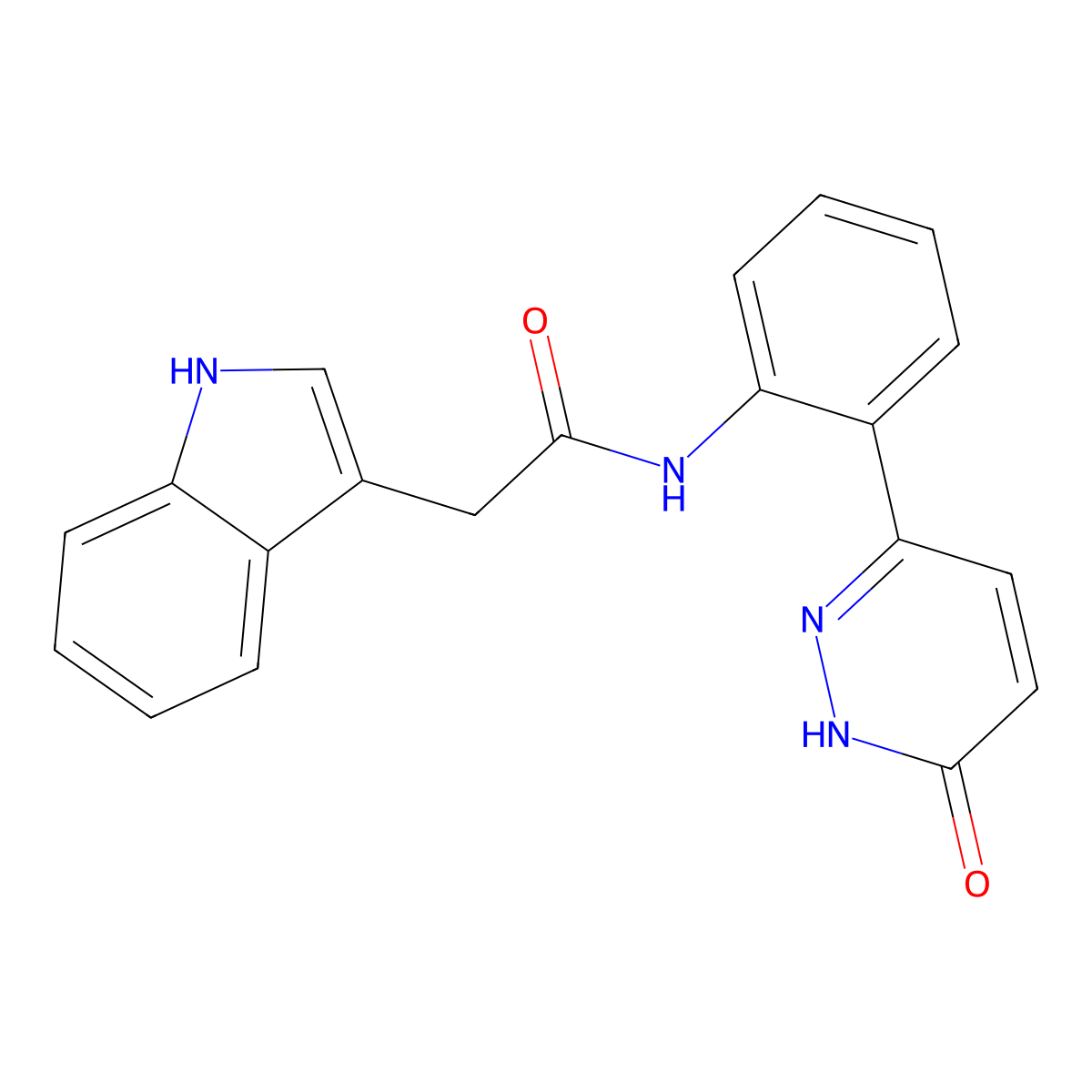 2-(1H-indol-3-yl)-N-(2-(6-oxo-1,6-dihydropyridazin-3-yl)phenyl)acetamide molecular structure, CAS 1428357-27-0