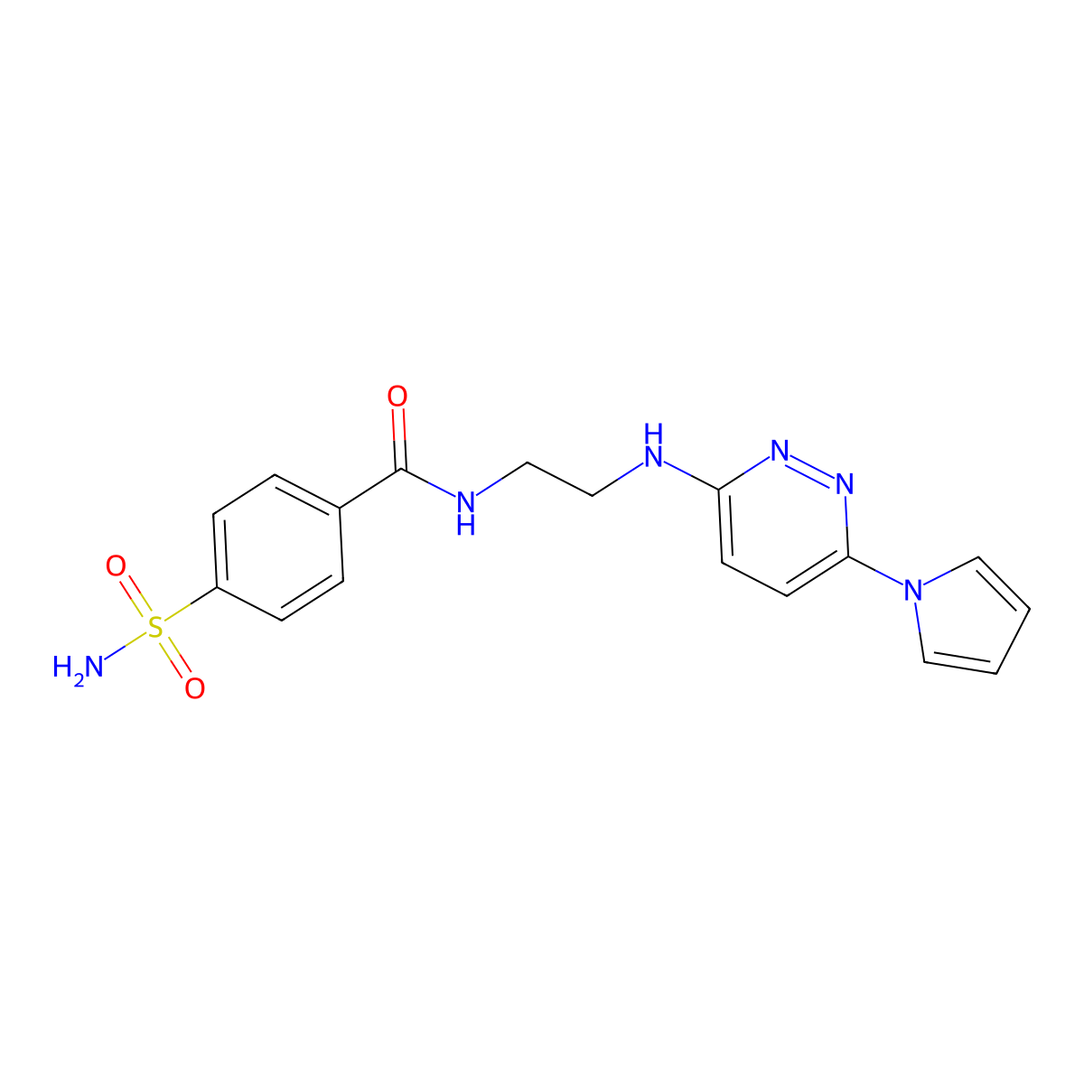N-(2-((6-(1H-pyrrol-1-yl)pyridazin-3-yl)amino)ethyl)-4-sulfamoylbenzamide molecular structure, CAS 1428357-29-2