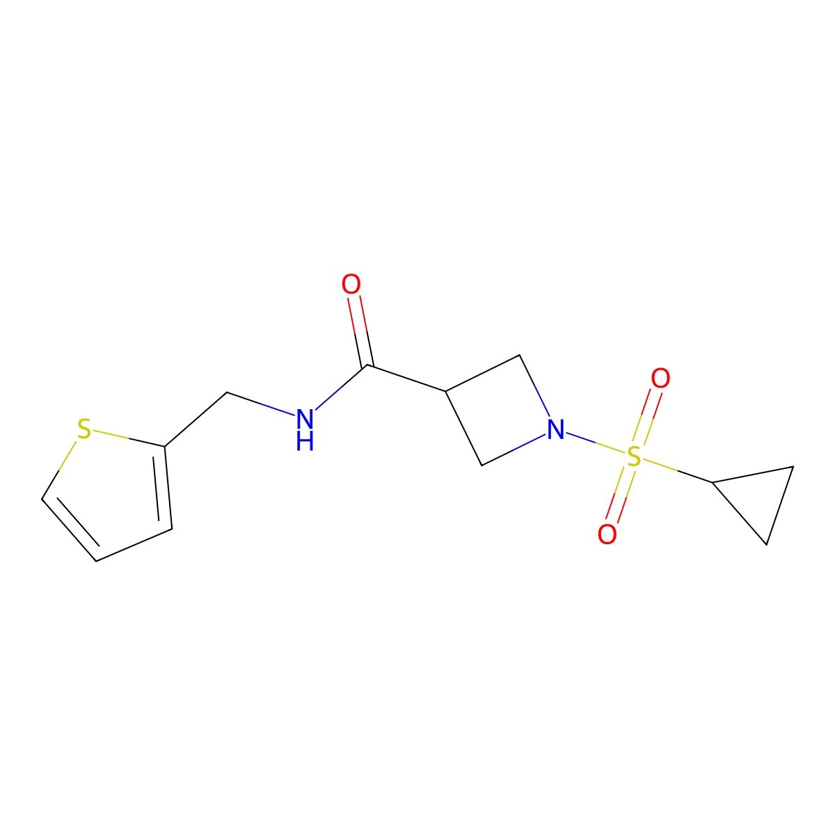 1-(cyclopropylsulfonyl)-N-(thiophen-2-ylmethyl)azetidine-3-carboxamide molecular structure, CAS 1428357-30-5