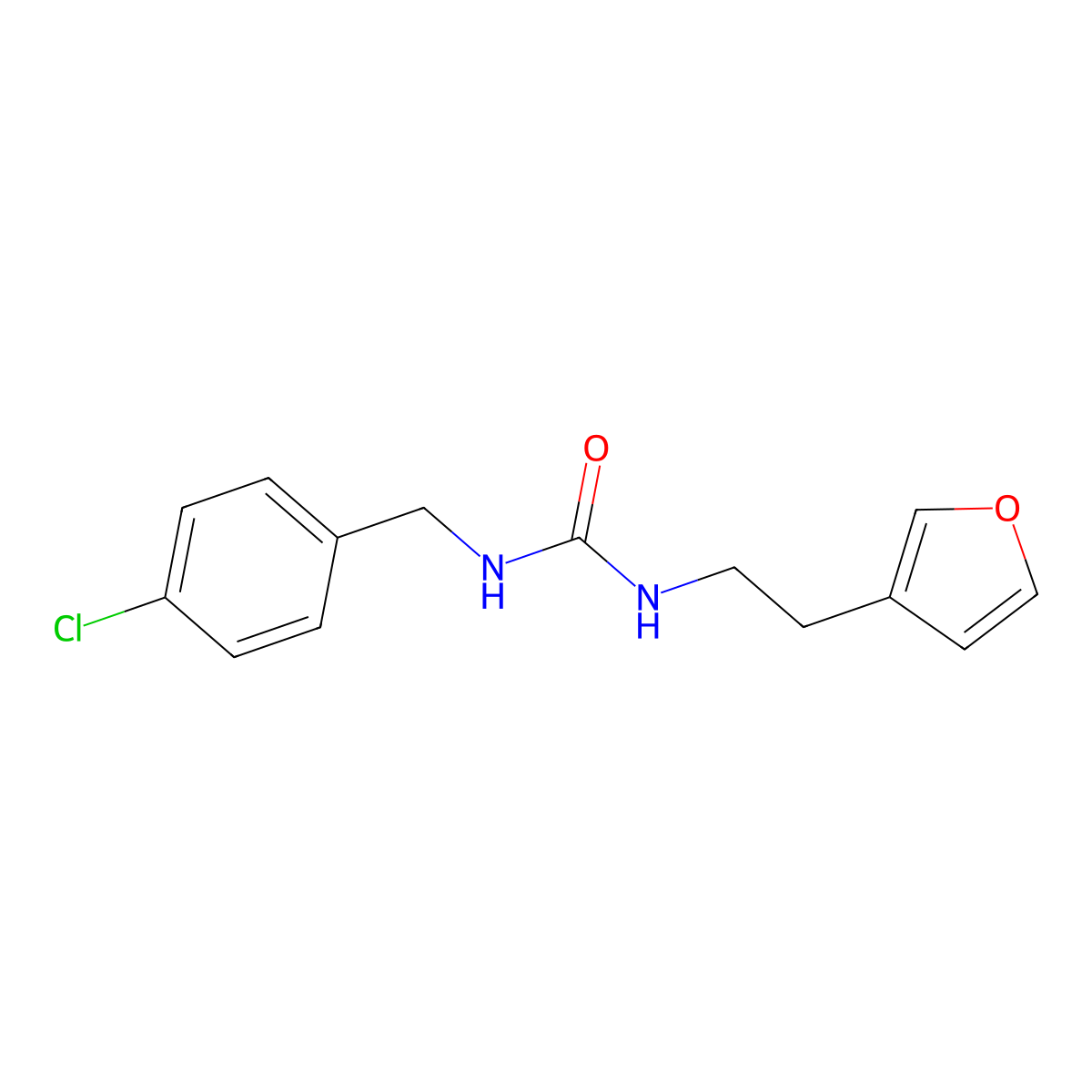 1-(4-Chlorobenzyl)-3-(2-(furan-3-yl)ethyl)urea molecular structure, CAS 1428357-32-7