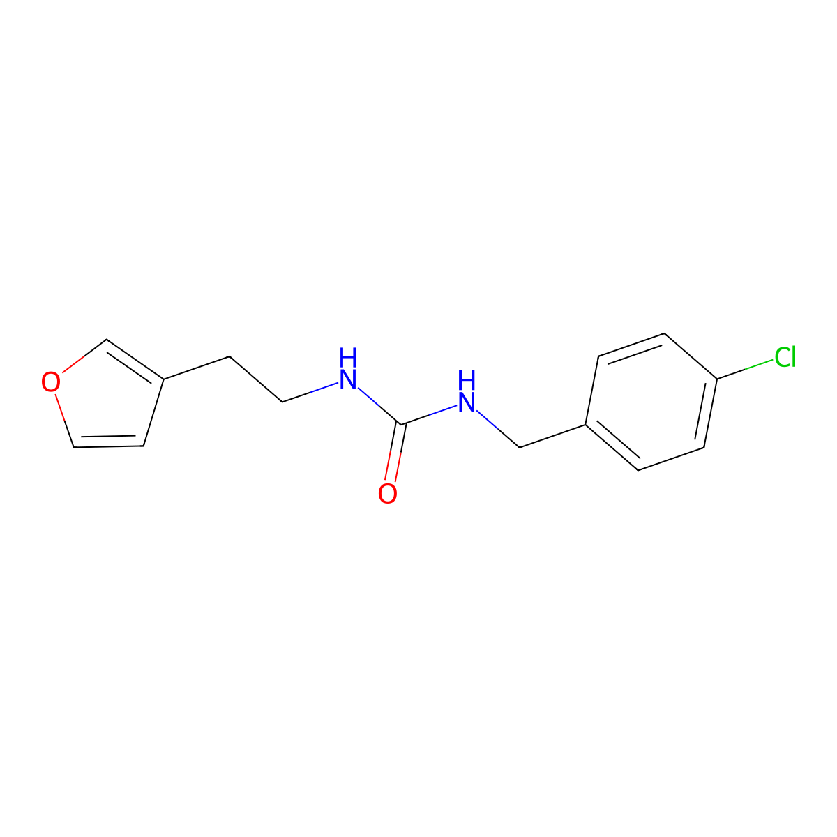 1-(4-Chlorobenzyl)-3-(2-(furan-3-yl)ethyl)urea molecular structure, CAS 1428357-32-7