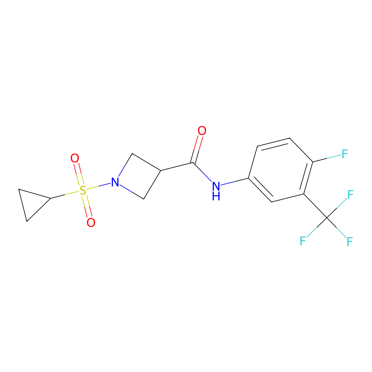 1-(Cyclopropanesulfonyl)-N-[4-fluoro-3-(trifluoromethyl)phenyl]azetidine-3-carboxamide molecular structure, CAS 1428357-38-3