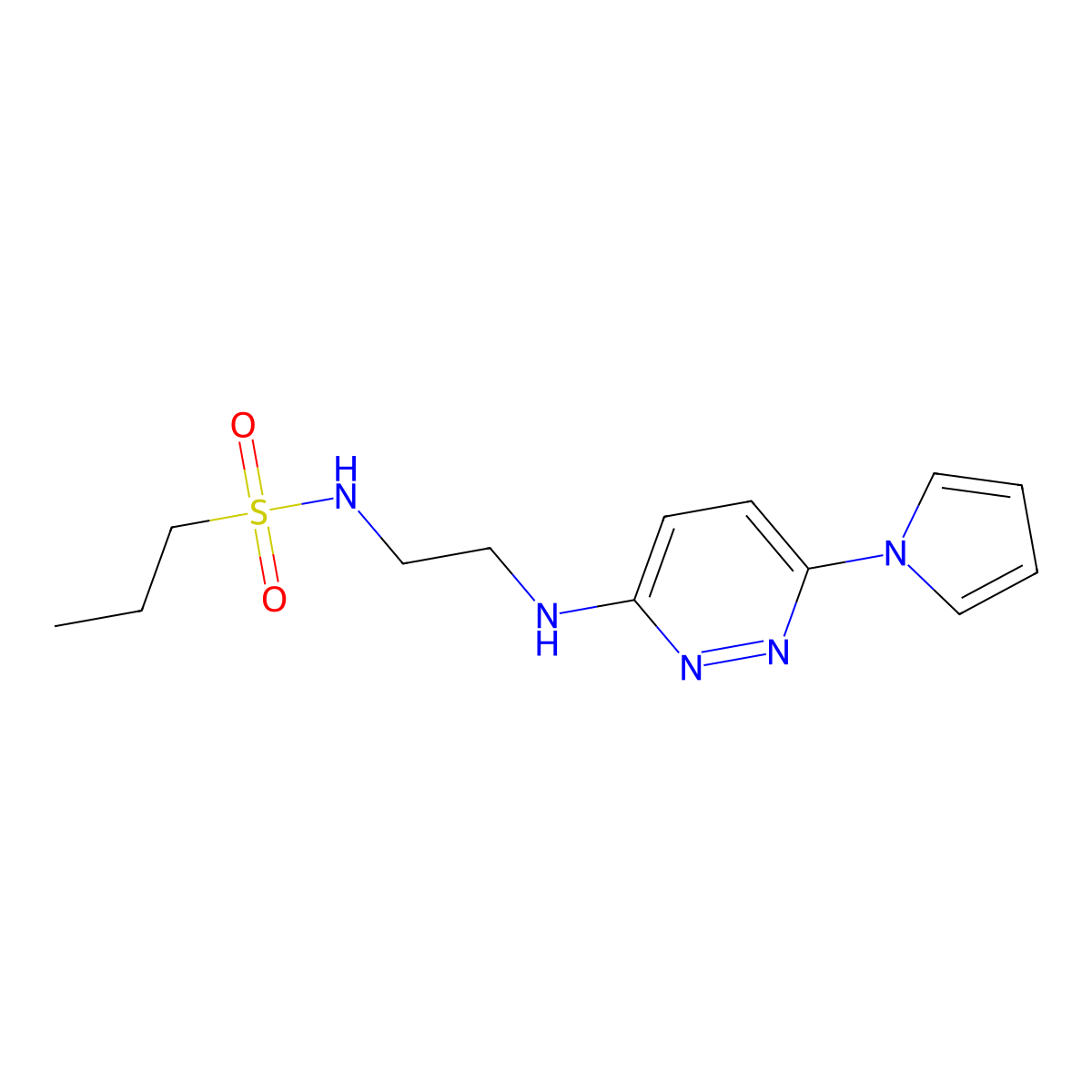 N-(2-((6-(1H-pyrrol-1-yl)pyridazin-3-yl)amino)ethyl)propane-1-sulfonamide molecular structure, CAS 1428357-40-7