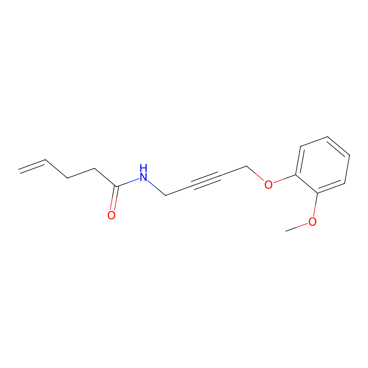 N-(4-(2-methoxyphenoxy)but-2-yn-1-yl)pent-4-enamide molecular structure, CAS 1428357-42-9