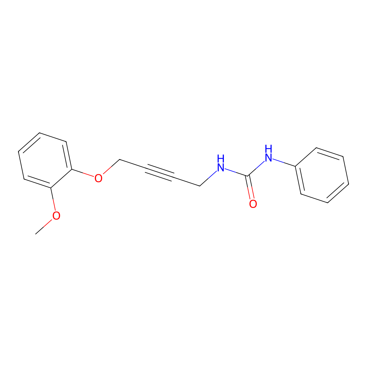 1-(4-(2-Methoxyphenoxy)but-2-yn-1-yl)-3-phenylurea molecular structure, CAS 1428357-53-2