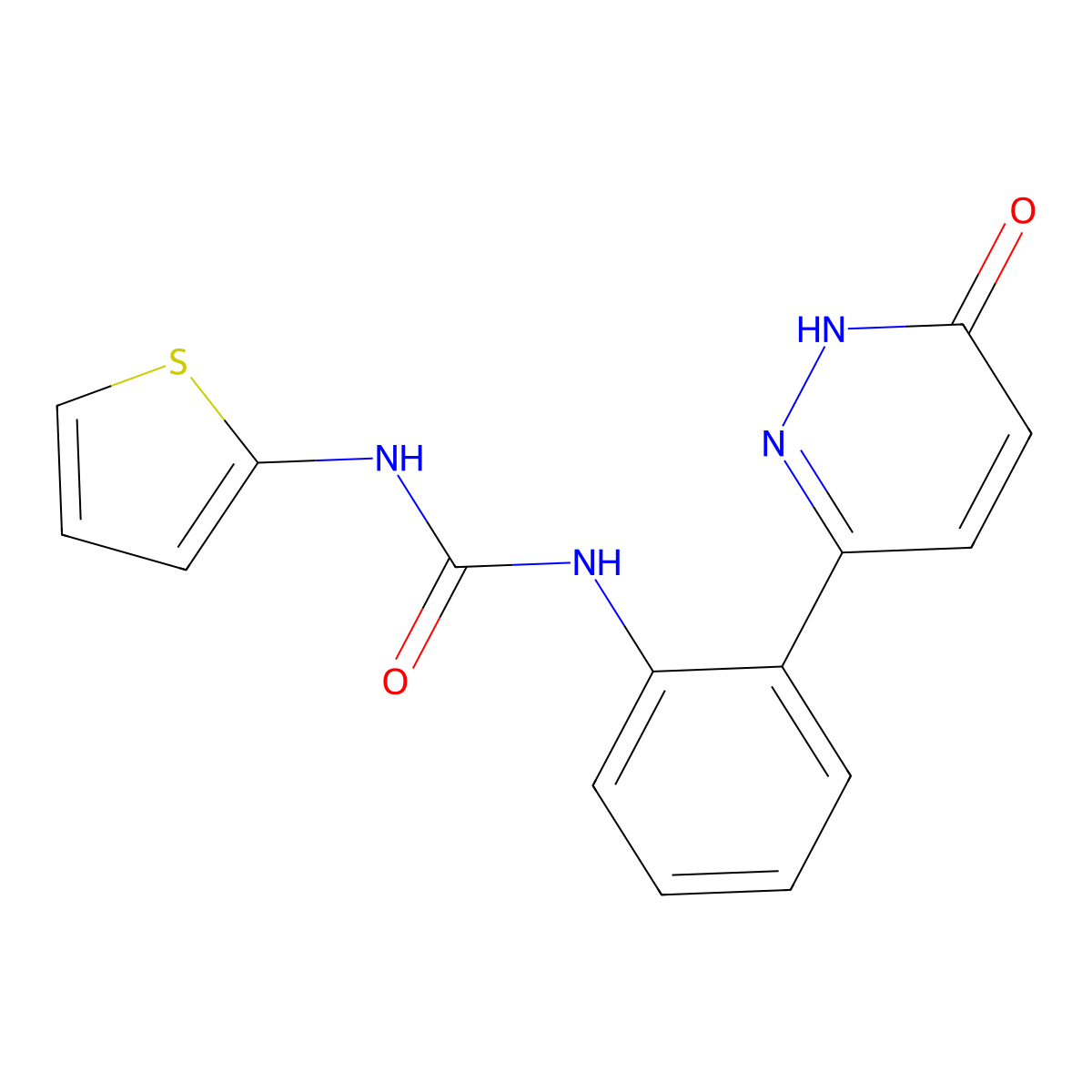 1-(2-(6-Oxo-1,6-dihydropyridazin-3-yl)phenyl)-3-(thiophen-2-yl)urea molecular structure, CAS 1428357-54-3