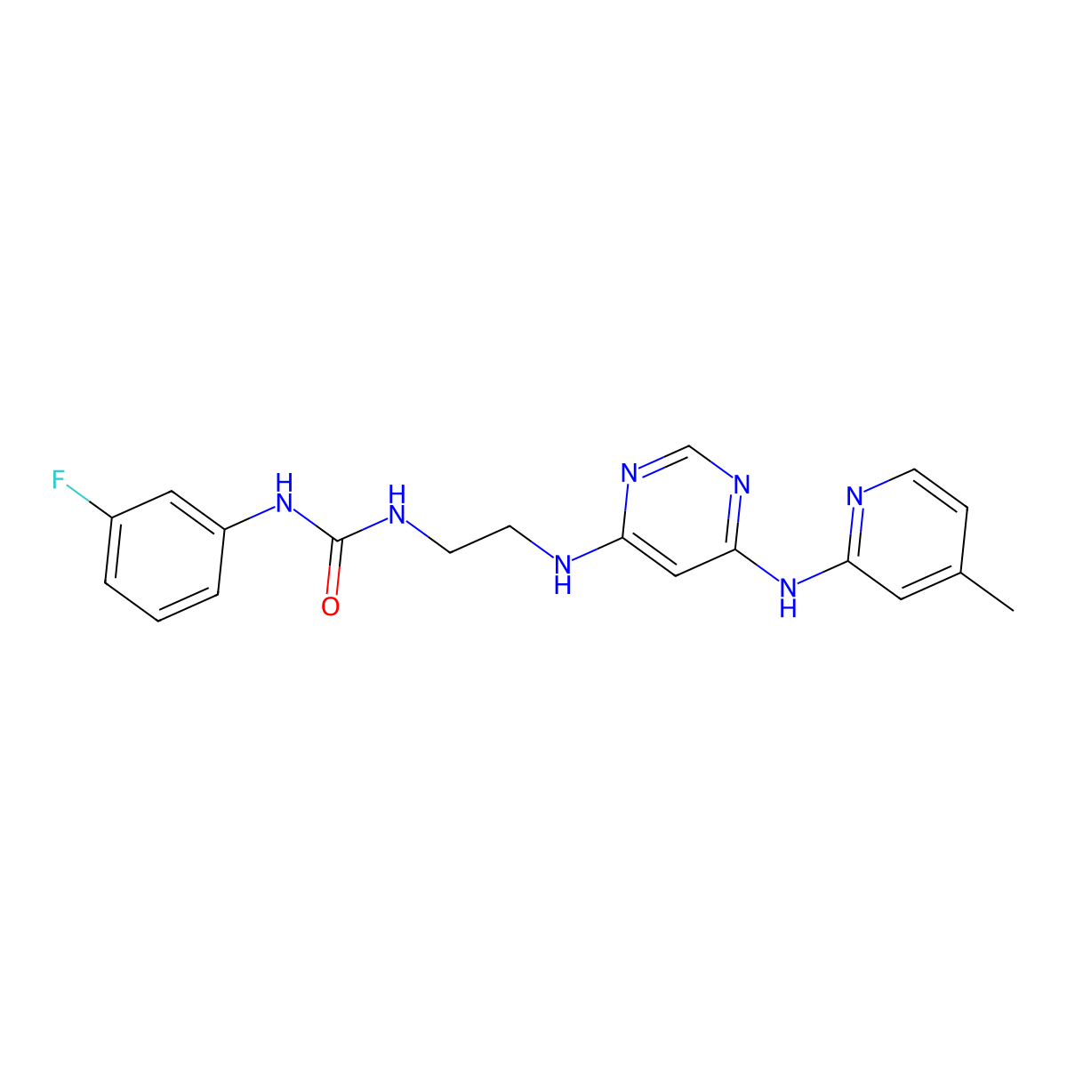 1-(3-Fluorophenyl)-3-(2-((6-((4-methylpyridin-2-yl)amino)pyrimidin-4-yl)amino)ethyl)urea molecular structure, CAS 1428357-56-5