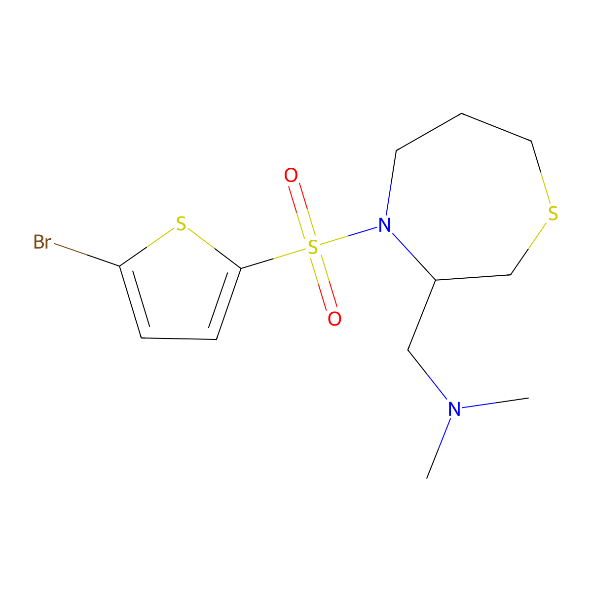 1-(4-((5-bromothiophen-2-yl)sulfonyl)-1,4-thiazepan-3-yl)-N,N-dimethylmethanamine molecular structure, CAS 1428357-60-1
