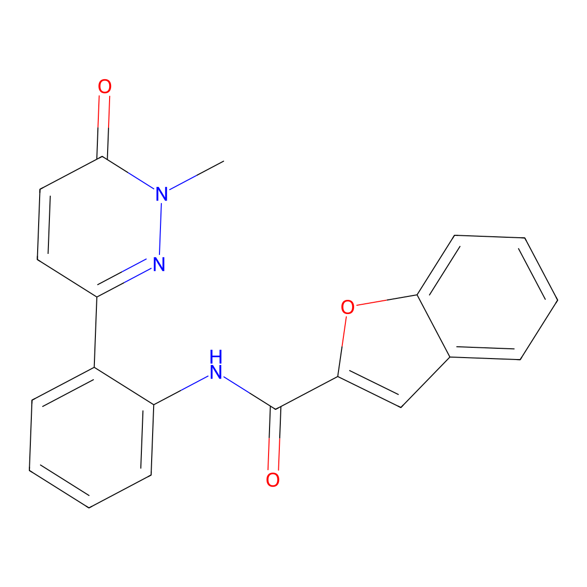 N-(2-(1-methyl-6-oxo-1,6-dihydropyridazin-3-yl)phenyl)benzofuran-2-carboxamide molecular structure, CAS 1428357-66-7