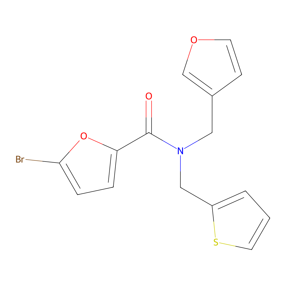 5-bromo-N-(furan-3-ylmethyl)-N-(thiophen-2-ylmethyl)furan-2-carboxamide molecular structure, CAS 1428357-70-3