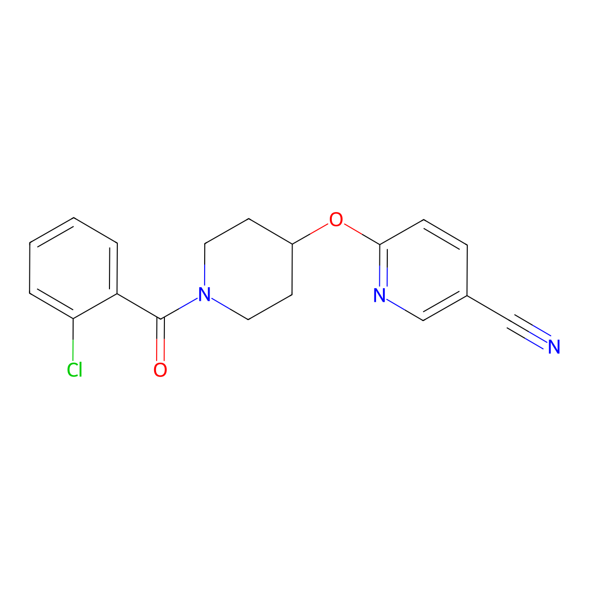 6-((1-(2-Chlorobenzoyl)piperidin-4-yl)oxy)nicotinonitrile molecular structure, CAS 1428357-73-6