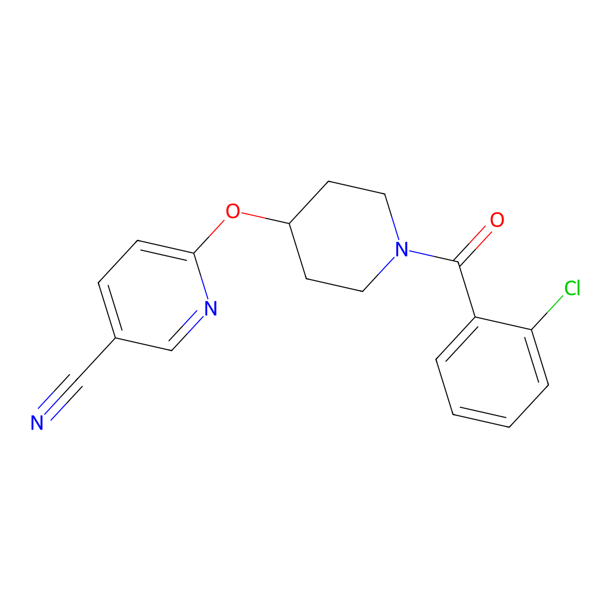 6-((1-(2-Chlorobenzoyl)piperidin-4-yl)oxy)nicotinonitrile molecular structure, CAS 1428357-73-6