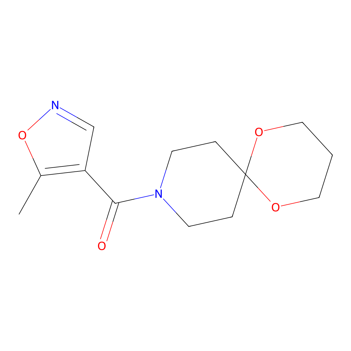 (5-Methylisoxazol-4-yl)(1,5-dioxa-9-azaspiro[5.5]undecan-9-yl)methanone molecular structure, CAS 1428357-80-5