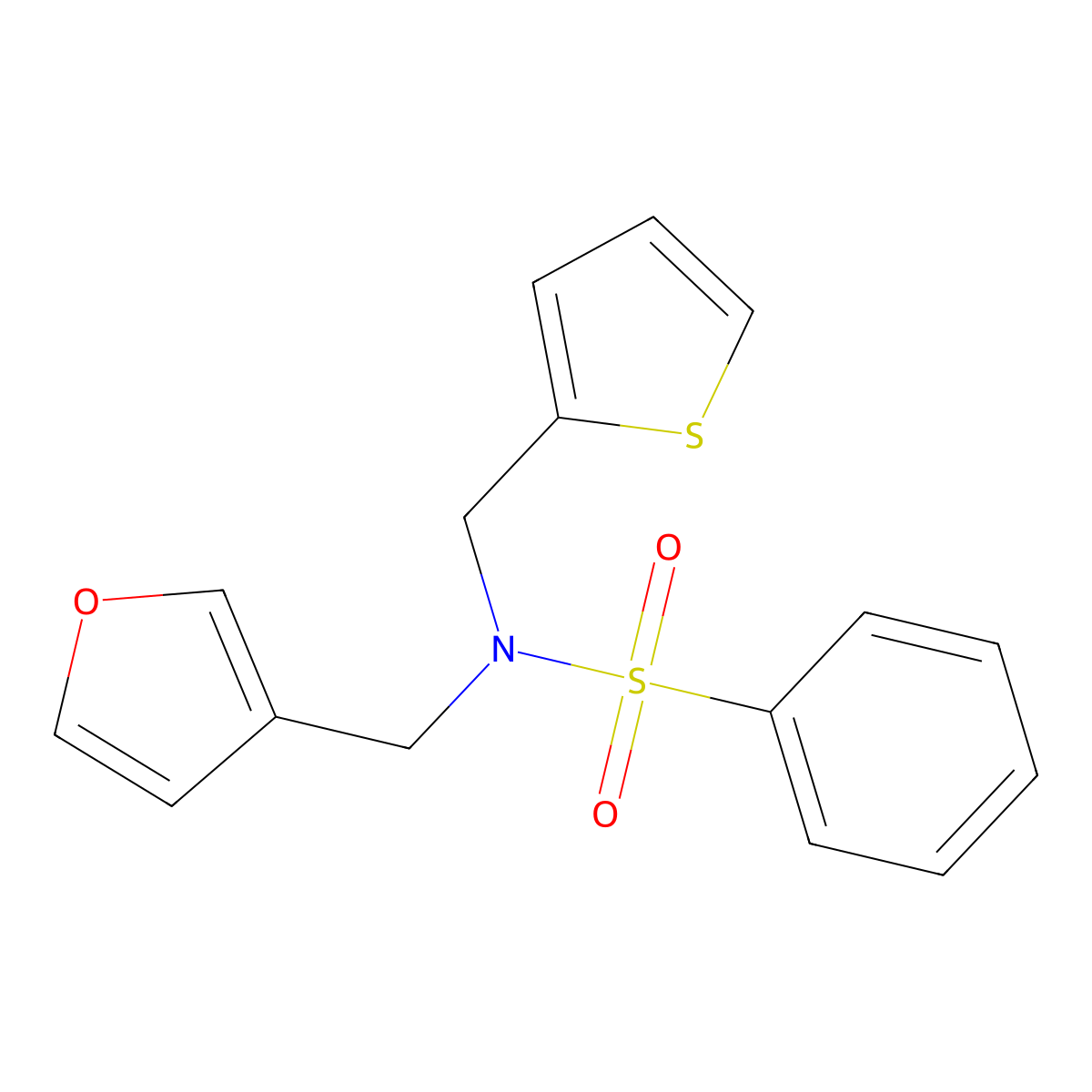 N-(furan-3-ylmethyl)-N-(thiophen-2-ylmethyl)benzenesulfonamide molecular structure, CAS 1428357-82-7