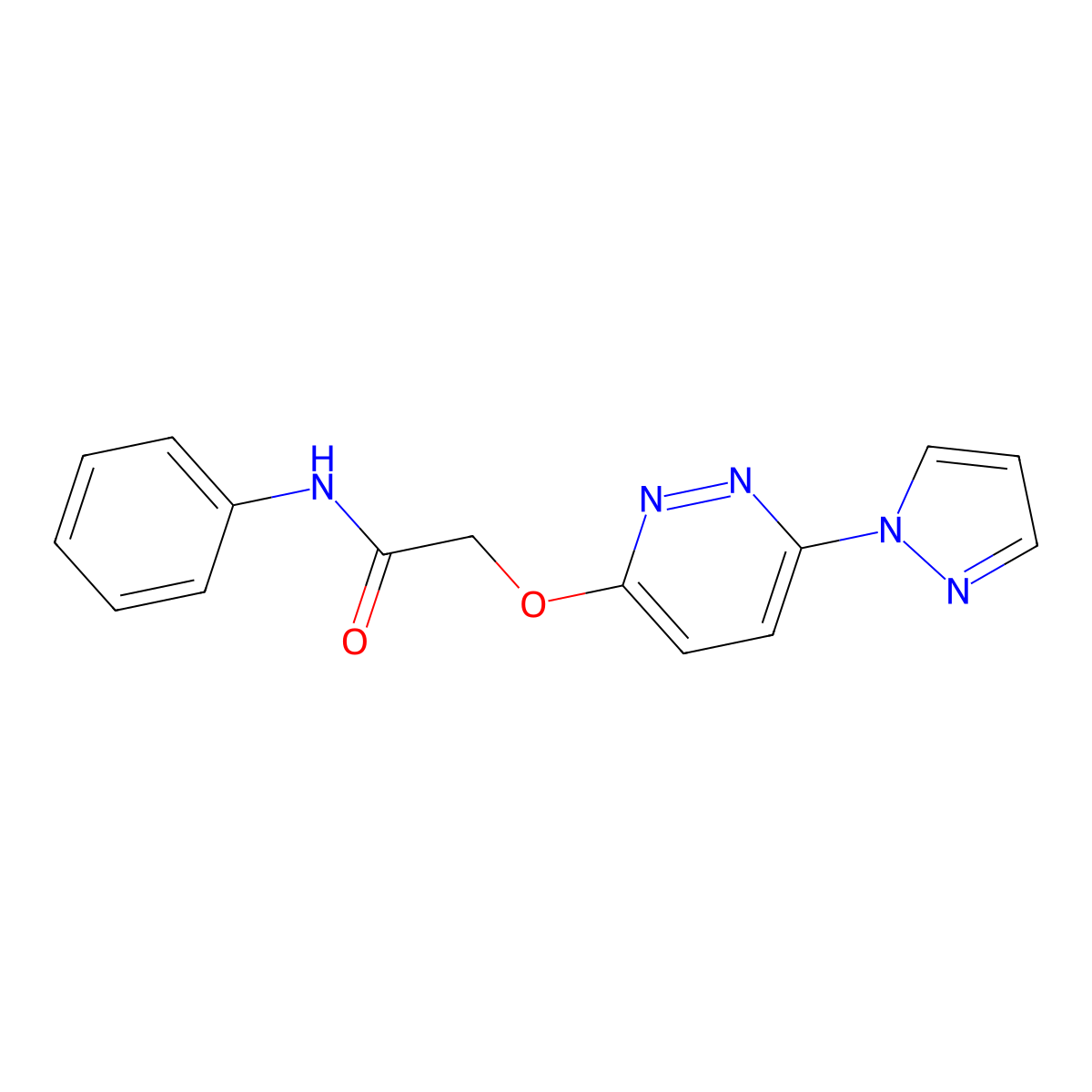2-((6-(1H-pyrazol-1-yl)pyridazin-3-yl)oxy)-N-phenylacetamide molecular structure, CAS 1428357-90-7
