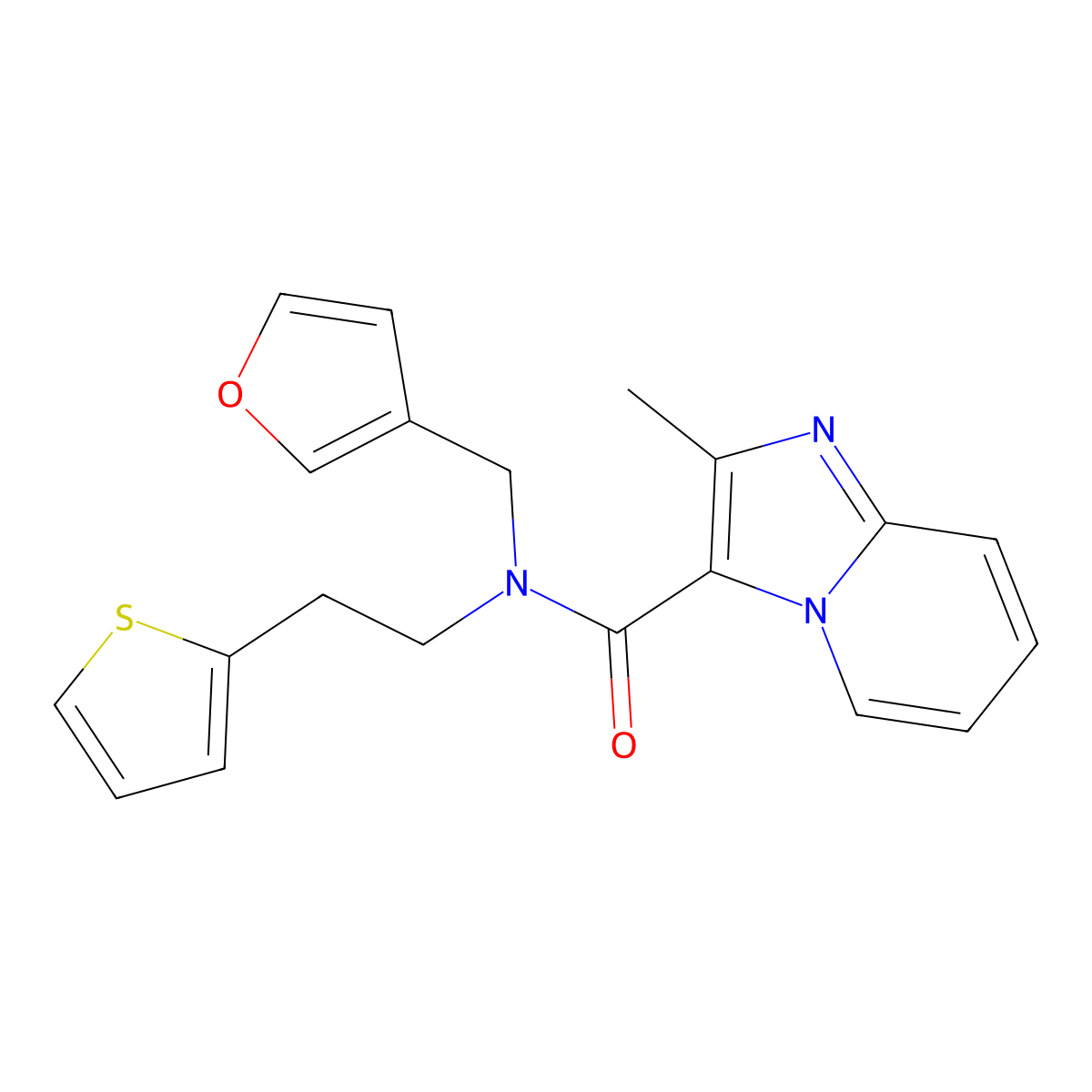 N-(furan-3-ylmethyl)-2-methyl-N-(2-(thiophen-2-yl)ethyl)imidazo[1,2-a]pyridine-3-carboxamide molecular structure, CAS 1428358-00-2