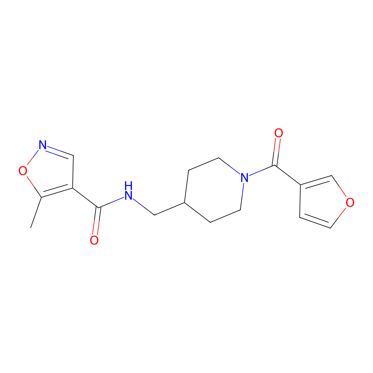 N-((1-(furan-3-carbonyl)piperidin-4-yl)methyl)-5-methylisoxazole-4-carboxamide molecular structure, CAS 1428358-02-4