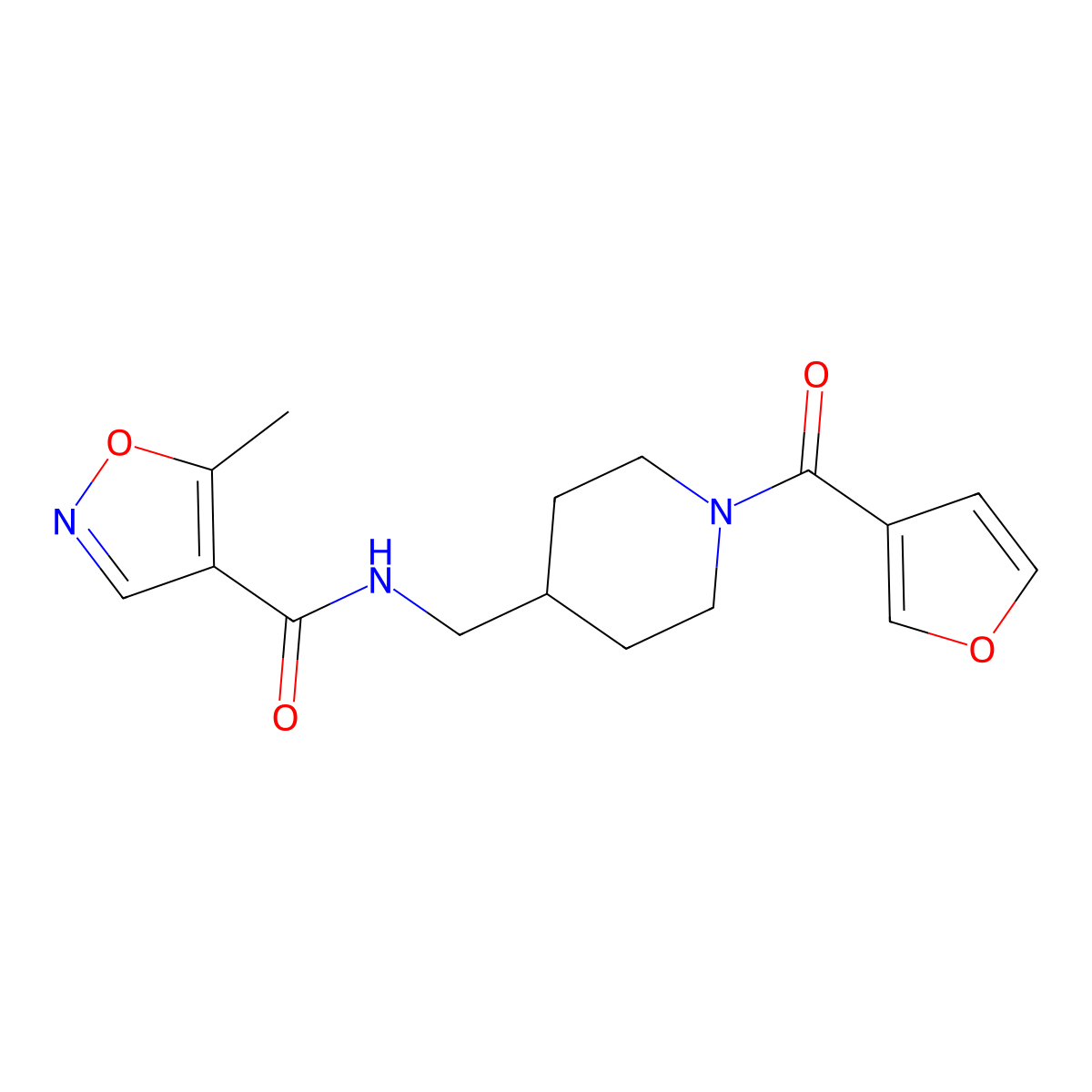 N-((1-(furan-3-carbonyl)piperidin-4-yl)methyl)-5-methylisoxazole-4-carboxamide molecular structure, CAS 1428358-02-4