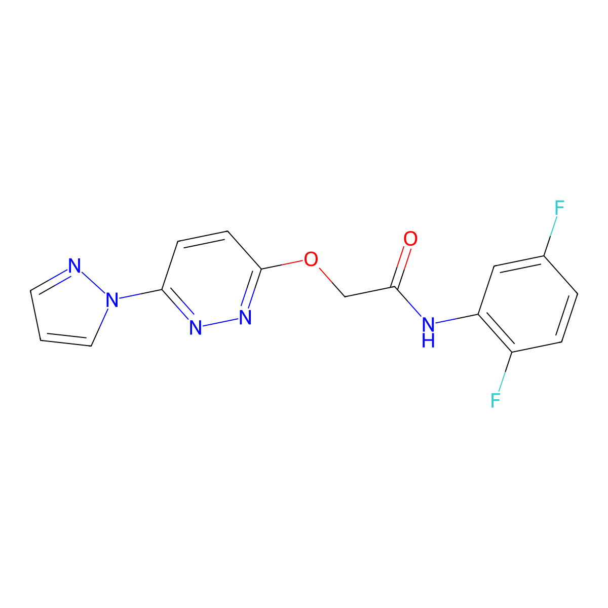 2-((6-(1H-pyrazol-1-yl)pyridazin-3-yl)oxy)-N-(2,5-difluorophenyl)acetamide molecular structure, CAS 1428358-12-6