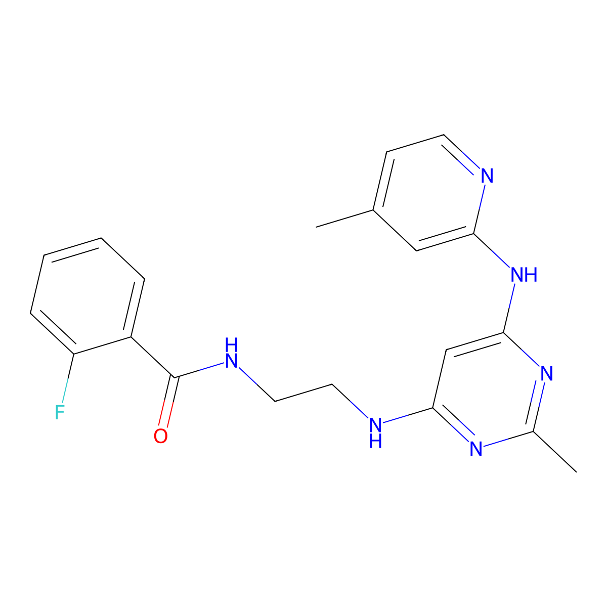 2-Fluoro-N-[2-({2-methyl-6-[(4-methylpyridin-2-YL)amino]pyrimidin-4-YL}amino)ethyl]benzamide molecular structure, CAS 1428358-32-0