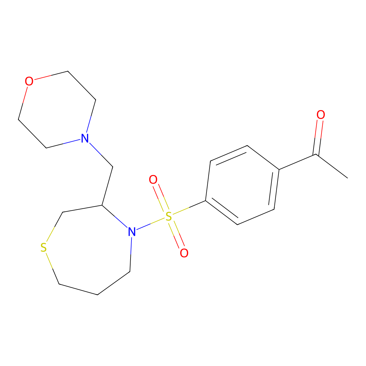 1-(4-((3-(Morpholinomethyl)-1,4-thiazepan-4-yl)sulfonyl)phenyl)ethanone molecular structure, CAS 1428358-42-2