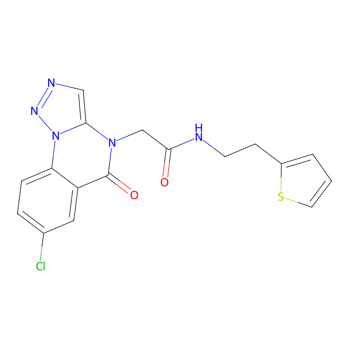 2-(7-chloro-5-oxo-[1,2,3]triazolo[1,5-a]quinazolin-4(5H)-yl)-N-(2-(thiophen-2-yl)ethyl)acetamide molecular structure, CAS 1428358-47-7
