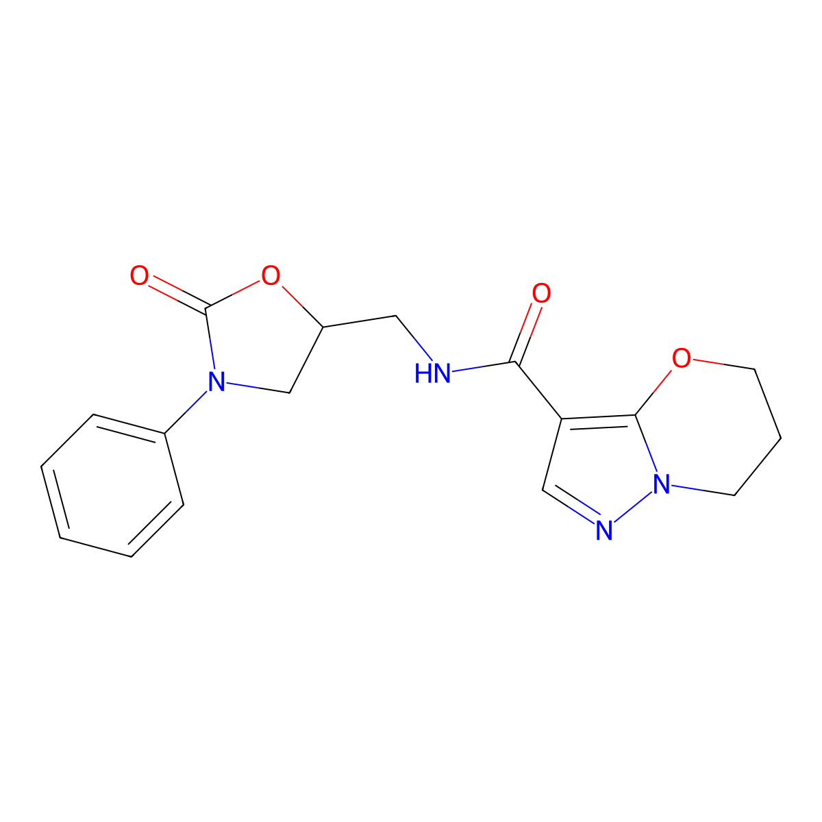 N-((2-oxo-3-phenyloxazolidin-5-yl)methyl)-6,7-dihydro-5H-pyrazolo[5,1-b][1,3]oxazine-3-carboxamide molecular structure, CAS 1428358-53-5