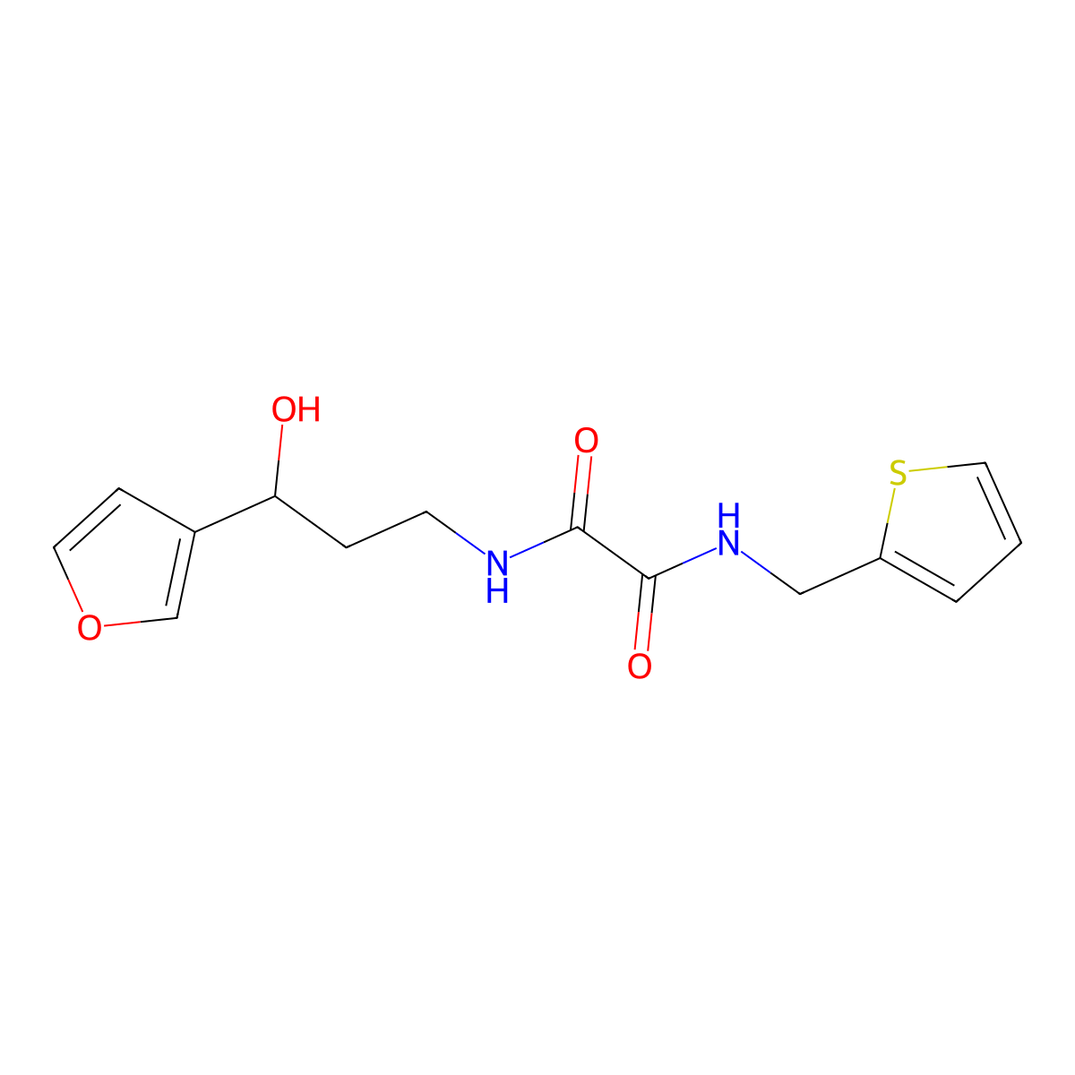 N1-(3-(furan-3-yl)-3-hydroxypropyl)-N2-(thiophen-2-ylmethyl)oxalamide molecular structure, CAS 1428358-60-4