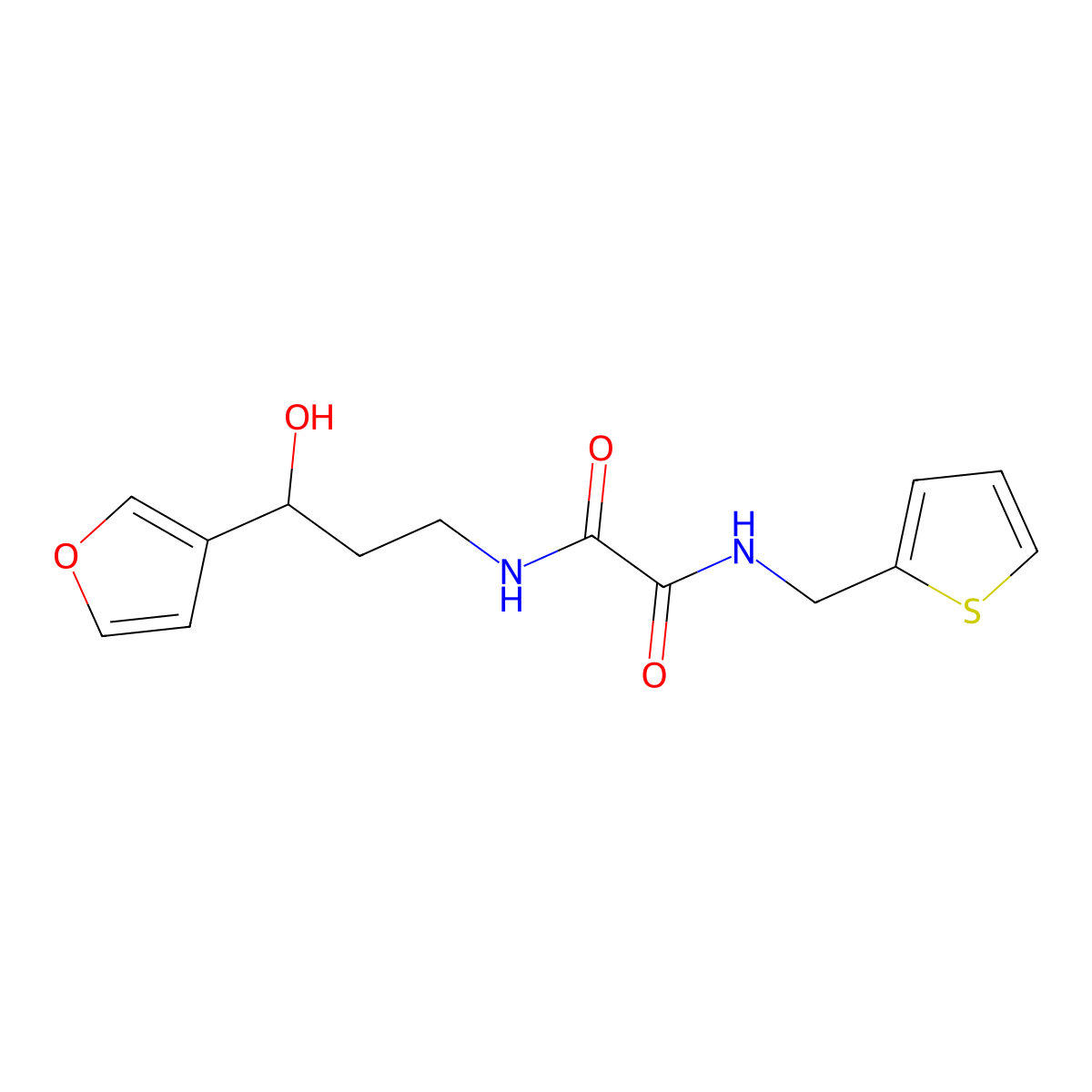 N1-(3-(furan-3-yl)-3-hydroxypropyl)-N2-(thiophen-2-ylmethyl)oxalamide molecular structure, CAS 1428358-60-4
