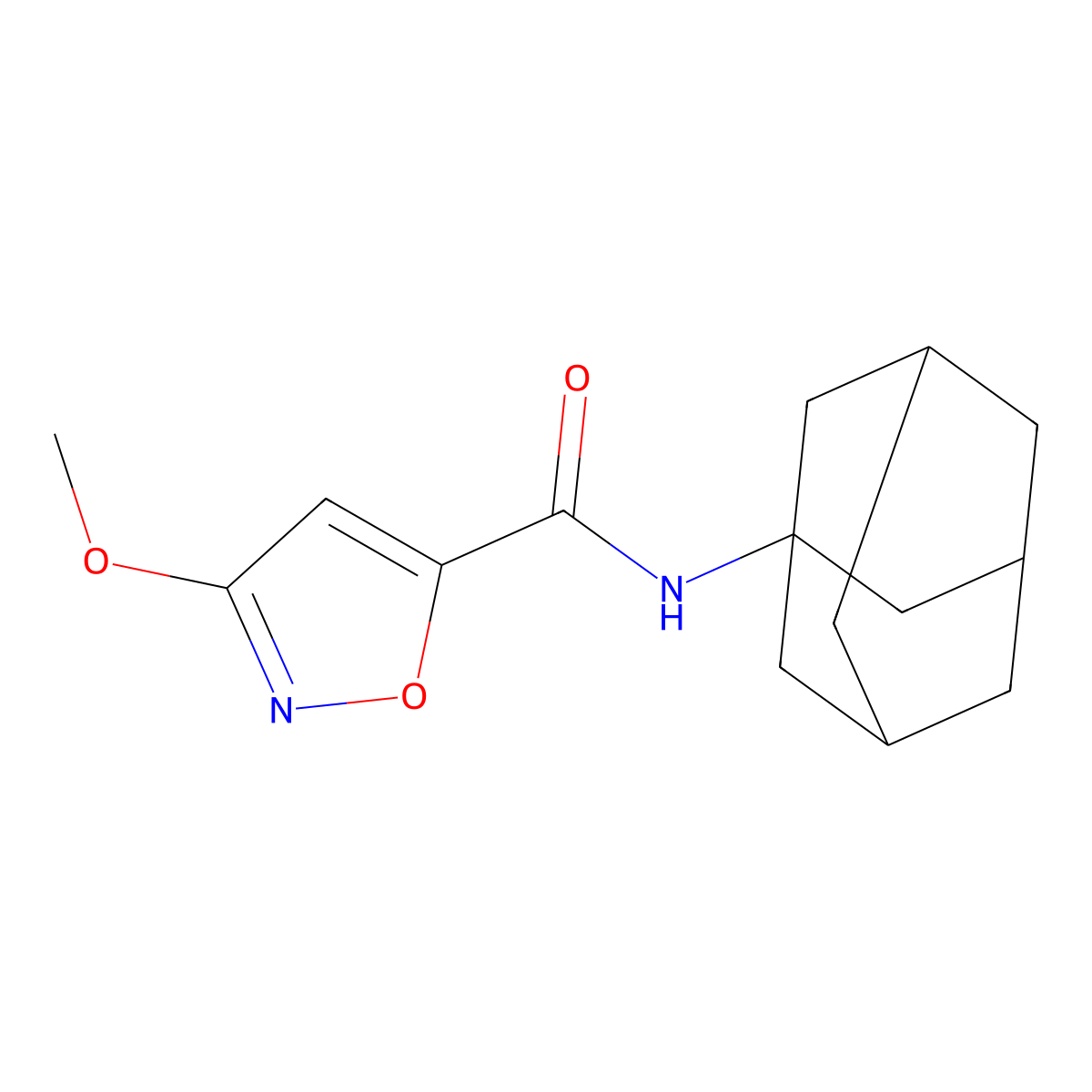N-(adamantan-1-yl)-3-methoxy-1,2-oxazole-5-carboxamide molecular structure, CAS 1428358-61-5