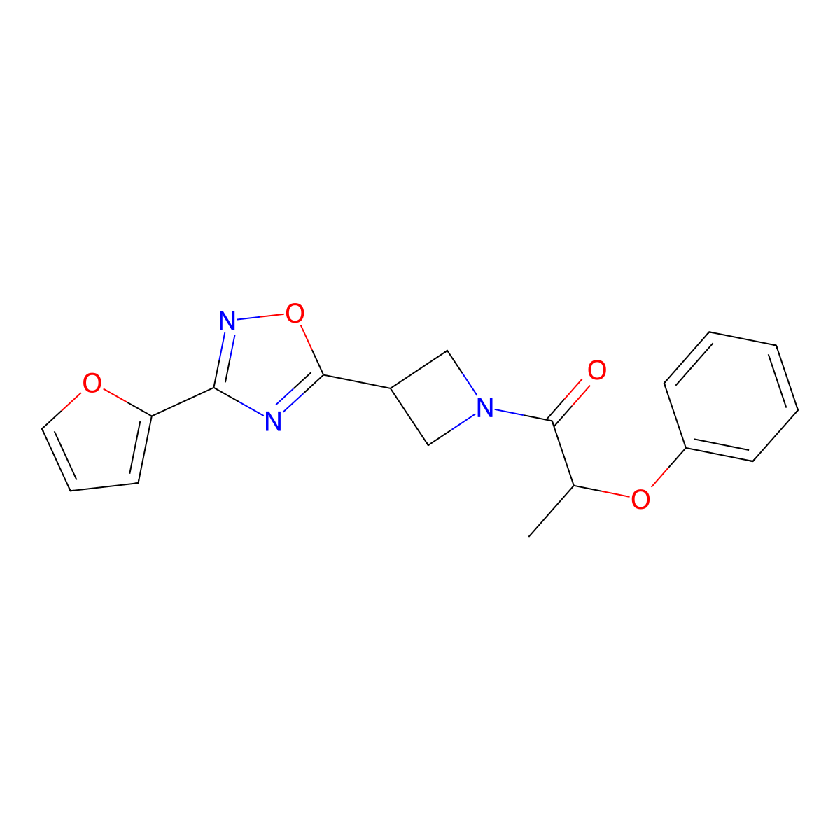 1-(3-(3-(Furan-2-yl)-1,2,4-oxadiazol-5-yl)azetidin-1-yl)-2-phenoxypropan-1-one molecular structure, CAS 1428358-73-9