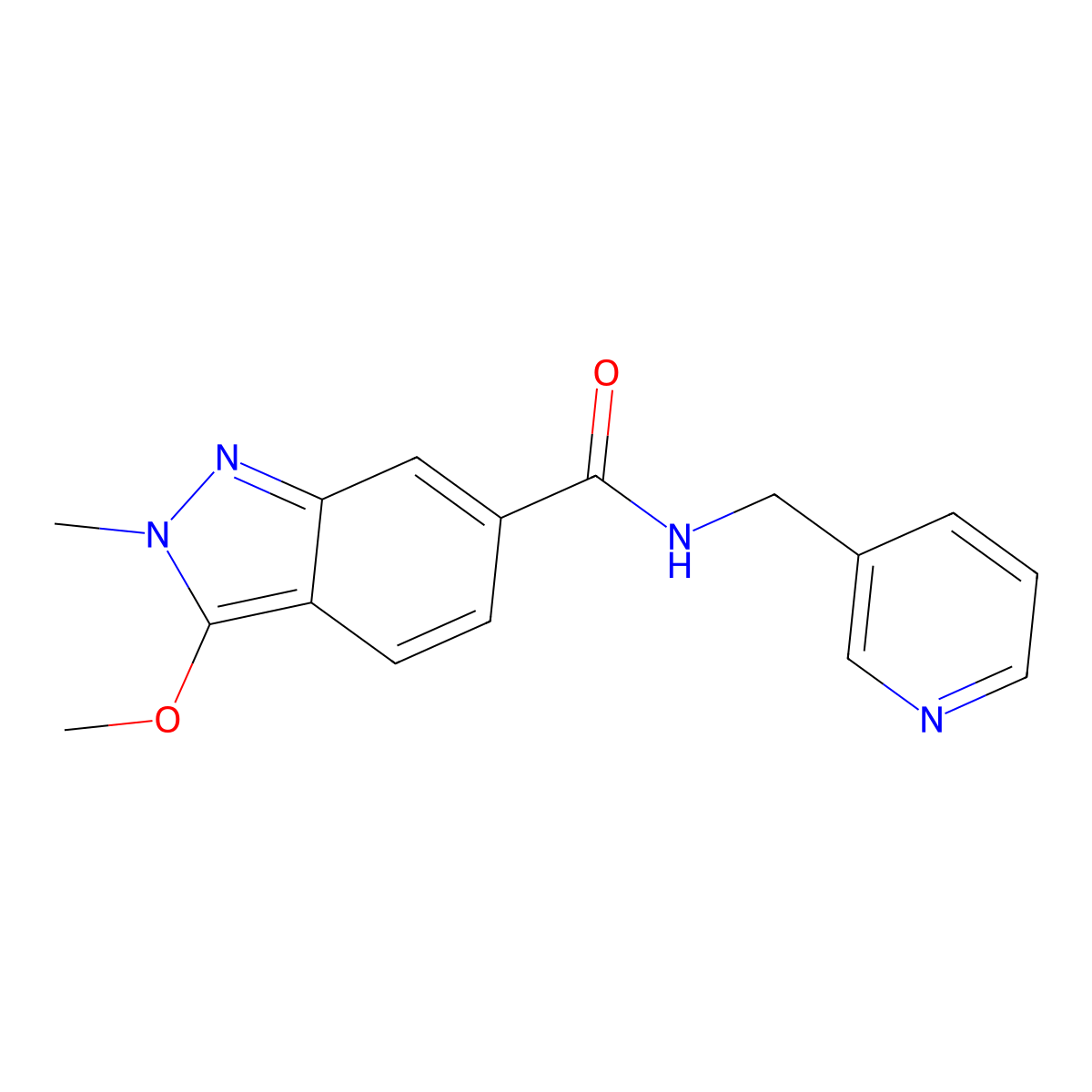 3-methoxy-2-methyl-N-(pyridin-3-ylmethyl)-2H-indazole-6-carboxamide molecular structure, CAS 1428358-78-4