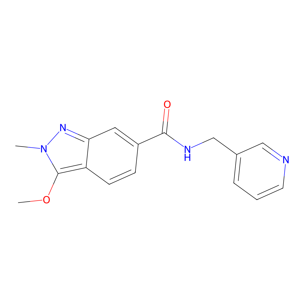 3-methoxy-2-methyl-N-(pyridin-3-ylmethyl)-2H-indazole-6-carboxamide molecular structure, CAS 1428358-78-4