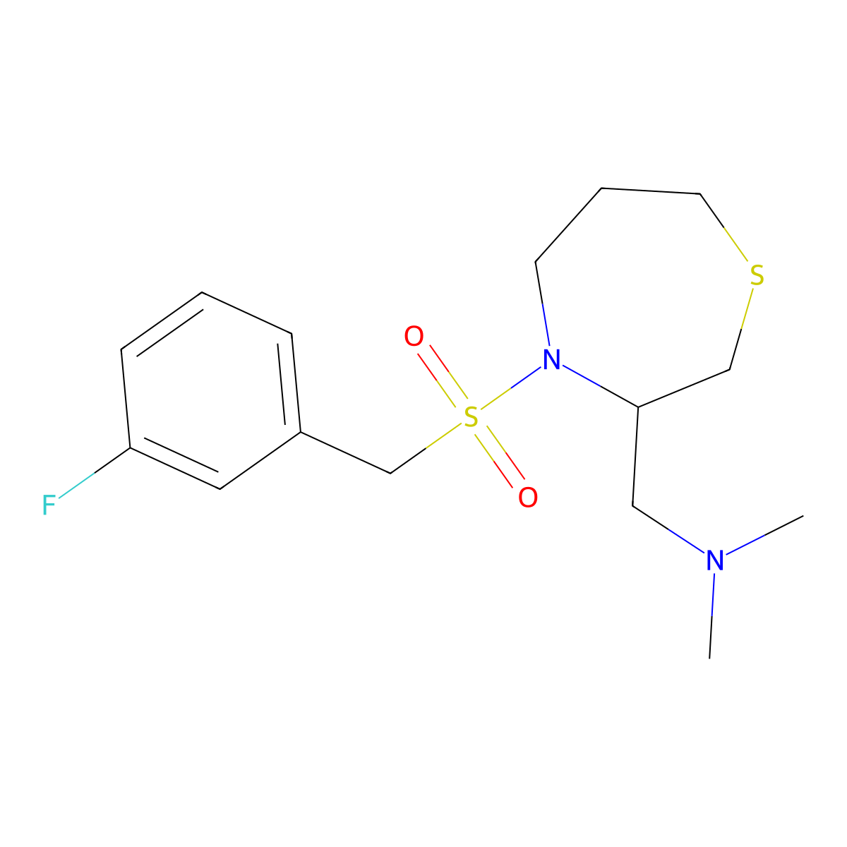 1-(4-((3-fluorobenzyl)sulfonyl)-1,4-thiazepan-3-yl)-N,N-dimethylmethanamine molecular structure, CAS 1428358-89-7